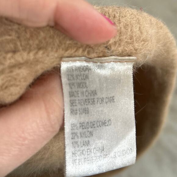 Tan Angora Wool Blend Fuzzy Beret - Picture 5 of 6